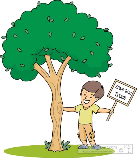 holding save a tree sign clipart